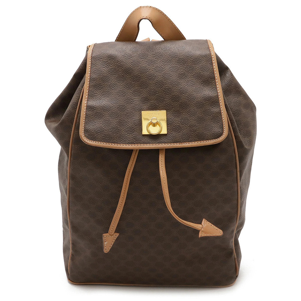 Celine Macadam backpack leather Beige Cream dark brown